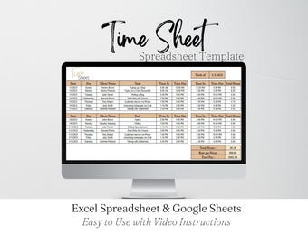 Weekly Time Sheet, Employee Time Tracker, Clock in and Out Timesheet, Freelancer Template, Trucking Time Sheet Template Excel Spreadsheet