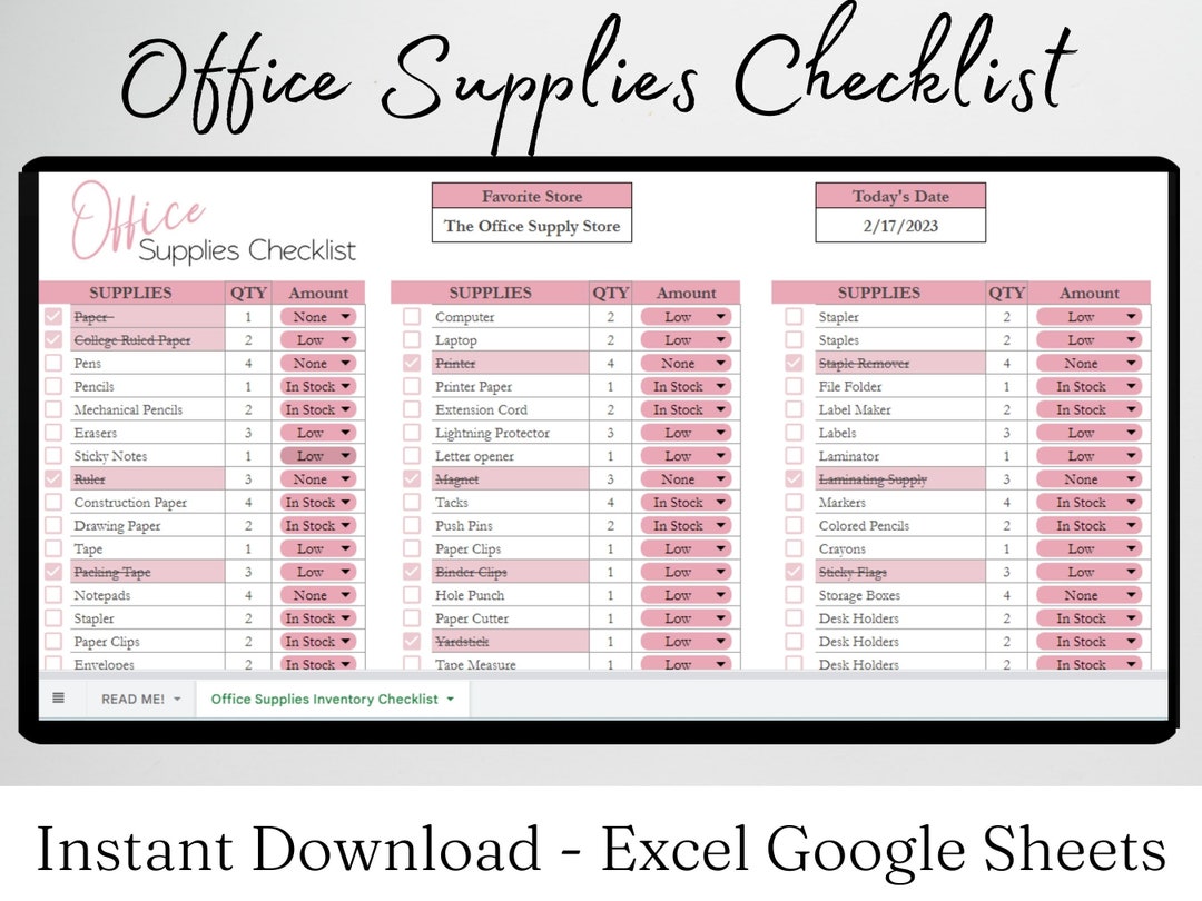 Blue Office Supplies Shopping Checklist - Venngage