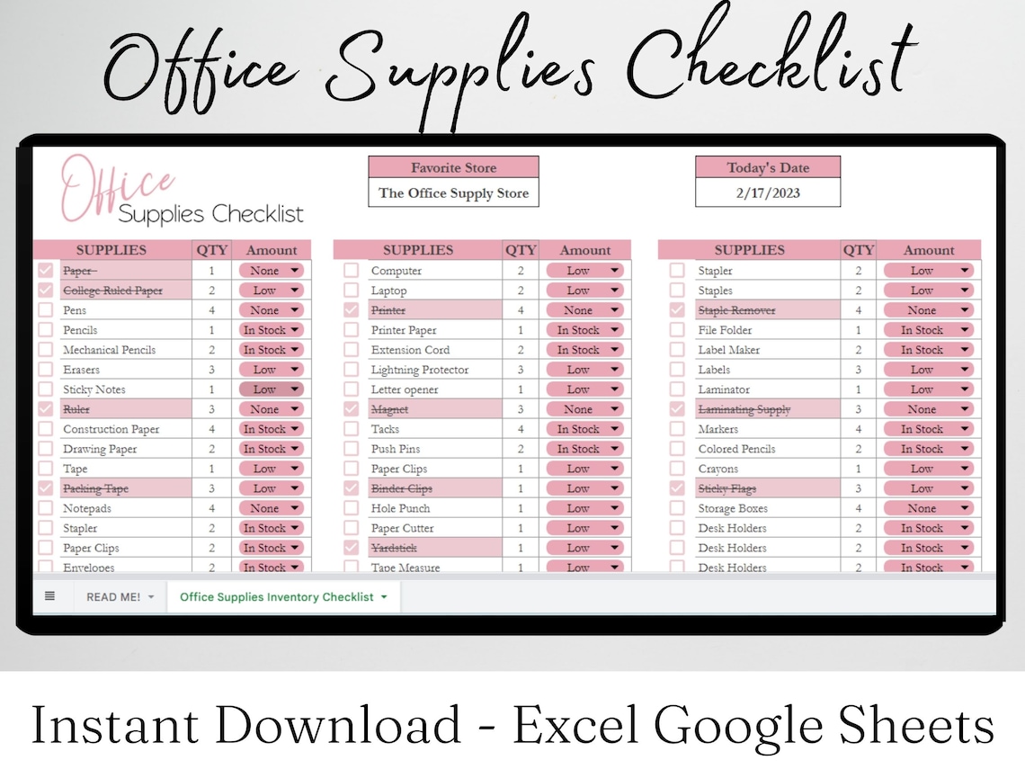 Office Supplies Checklist Business Office Supplies Checklist - Etsy