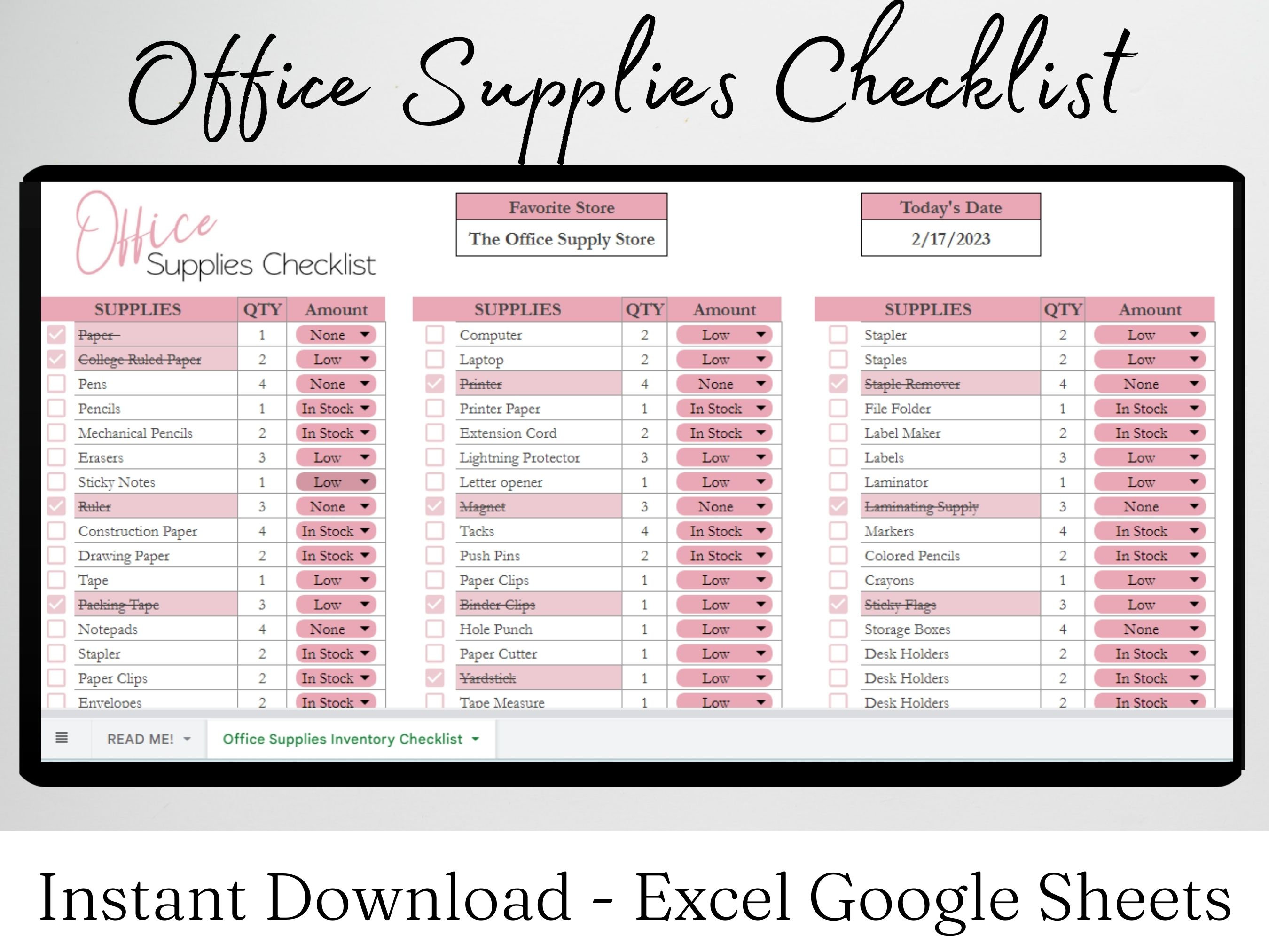 List of essential office supplies