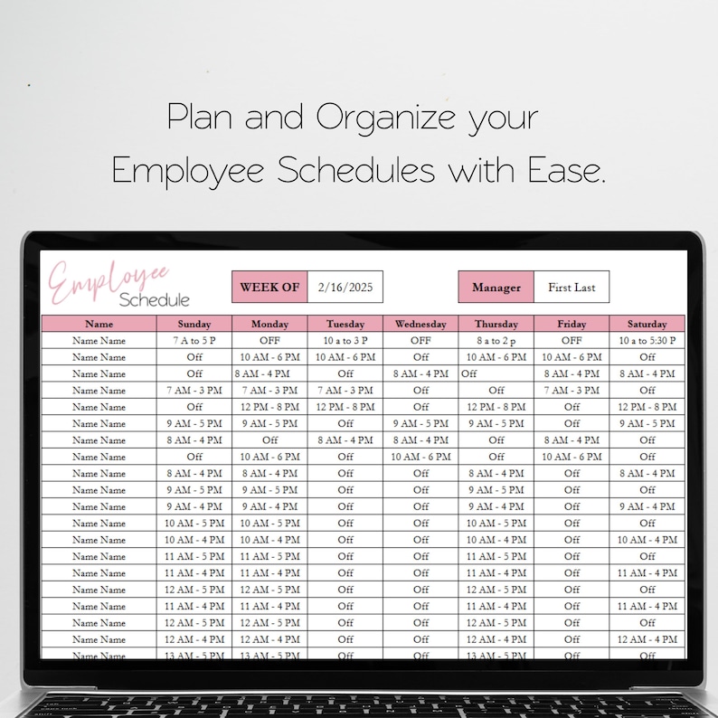 Mitarbeiter Stundenplan Template Google Sheets, Wochenplaner, Schichtplan, Arbeitsplaner Planer Personaleinsatzplaner Scheduling Template Excel Bild 8