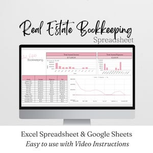 Real Estate Bookkeeping, Real Estate Book Keeping, Realtor Bookkeeping, Income and Expenses Tracker Excel Income Tracker Google Sheets Excel