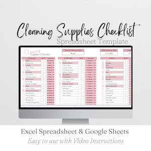 Modelo de lista de verificação de materiais de limpeza em planilha do Excel, lista de verificação de materiais de limpeza para empresas no Google Planilhas, itens essenciais para lista de materiais de limpeza
