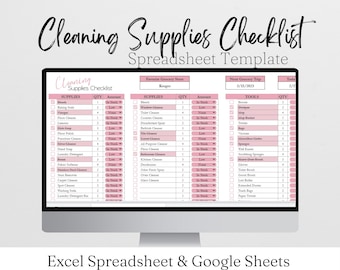Cleaning Supplies Checklist Template Excel Spreadsheet, Cleaning Business Supplies Check List Google Sheets, Cleaning Supply List Essentials