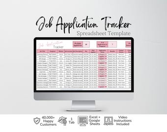 Job Application Tracker Excel Spreadsheet, Job Search Template Google Sheets, Job Search Log, Job Offer Tracker Job Tracking Career Planning