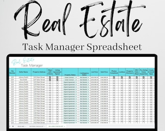 Real Estate Transaction Tracker, Realtor Checklist, Realtor Tracker, Realtor Transaction Checklist, Real Estate Excel Templates Google Sheet