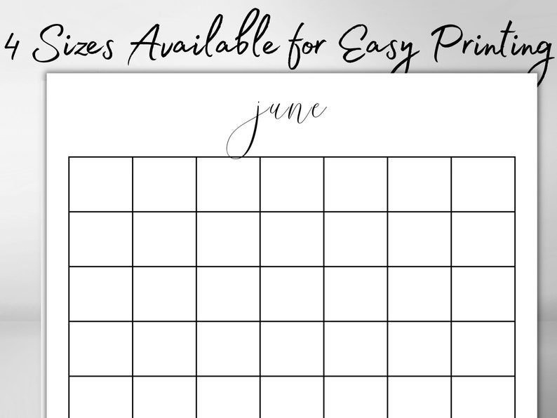 Blank Calendar PDF Calendar Printable Blank Calendars - Etsy