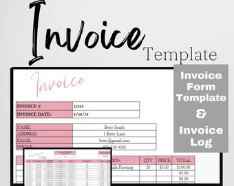 Invoice Template Google Sheets, Invoice Form Tracker, Custom Invoice Generator, Editable Invoice Template Excel Spreadsheet Invoice Tracking