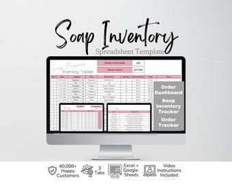 Soap Business Template, Inventory Template, Business Inventory Tracker, Soap Making Google Sheets, Inventory Management, Inventory Sheet