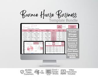 Bounce House Business Template Bundle, Inflatables Rental Tracker, Reservation Tracker, Soft Play Rental, Party Rental, Bubble House Rentals
