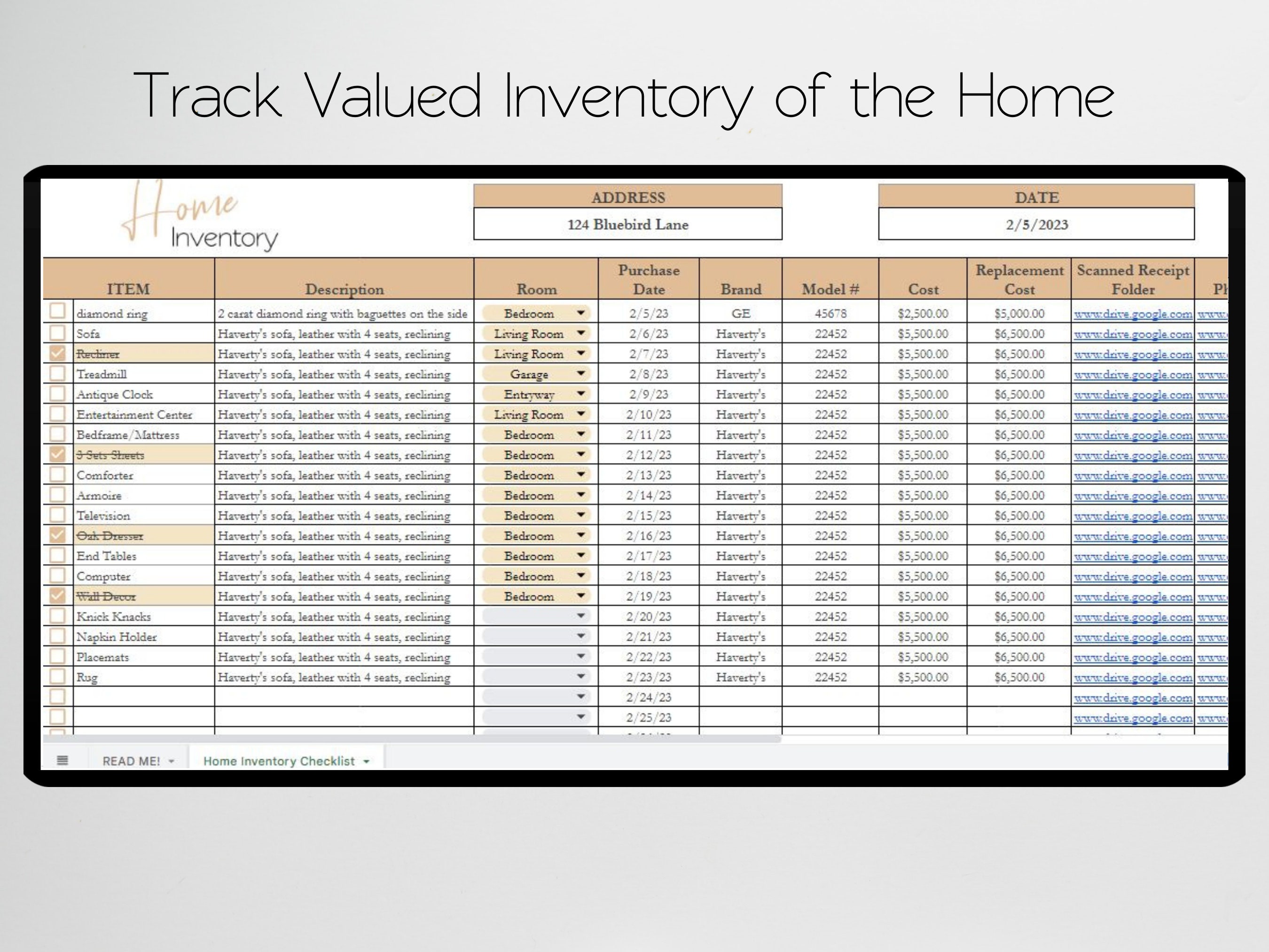 Home Inventory Checklist Home Inventory Template Home Etsy
