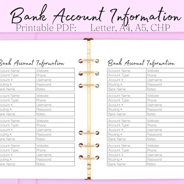 Bank Account Tracker, Bank Account Tracking, Bank Account Information, Bank Information Form, Login Template Login Password Account Template