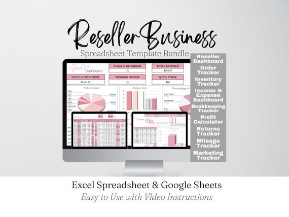 Reseller Spreadsheet Template, Resale Business Planner, Reseller Bookkeeping, Product Inventory Management, Reseller Tools Reseller Tracker