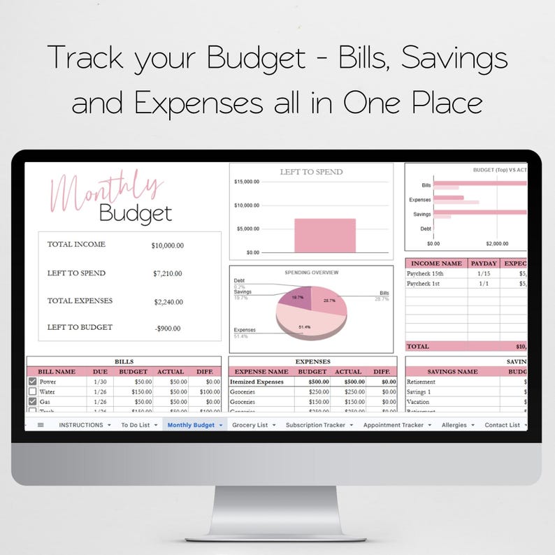 Home Management Planner Bundle, Household Planner, Family Planner, Home Organizer, Meal Planner Home Organization Mom Planner Google Sheets image 4