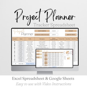 Project Manager Excel Planner, Project Planning, Task Planner, Project Budget, Home Project Planner, Business Project Planner Google Sheet