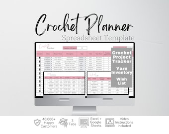 Planificador de crochet, Rastreador de crochet, Planificador de proyectos de crochet, Organizador de crochet, Hoja de cálculo de crochet, Plantilla de crochet Hojas de cálculo de Google Crochet