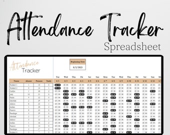 Tracker delle presenze per Fogli Google, Foglio delle presenze, Registro delle presenze, Registro delle presenze Tracker delle presenze Excel Log Modello di classe scolastica