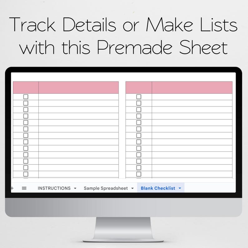 Checklist Rows Blank Checklist Template - Customizable Generic Google Sheets ...