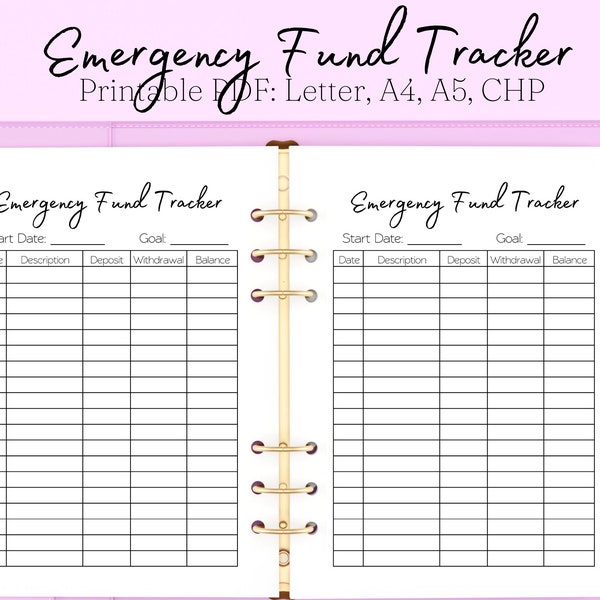 Emergency Fund Tracker Printable, Emergency Fund Challenge, Emergency Fund Savings, Emergency Savings, Budget, Savings Tracker