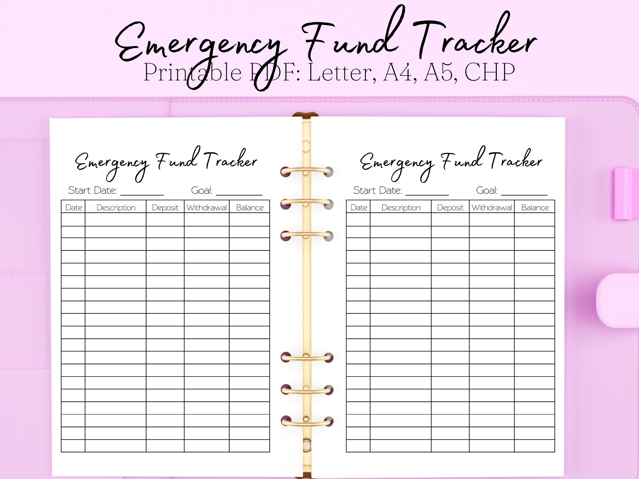Emergency Fund Tracker Printable, Emergency Fund Challenge, Emergency ...