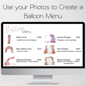 Balloon Menu Template, Editable Balloon Price List, Balloon Pricing ...