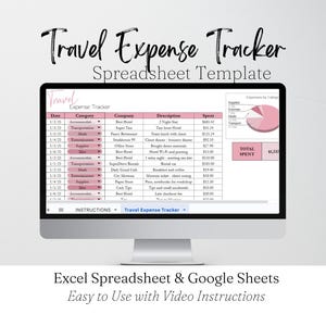 Travel Expense Tracker Google Sheets, Budget Planning, Trip Expenses, Business Travel Expense Log Template, Business Expense Report Excel image 1