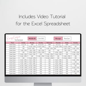 Mitarbeiter Stundenplan Template Google Sheets, Wochenplaner, Schichtplan, Arbeitsplaner Planer Personaleinsatzplaner Scheduling Template Excel Bild 2
