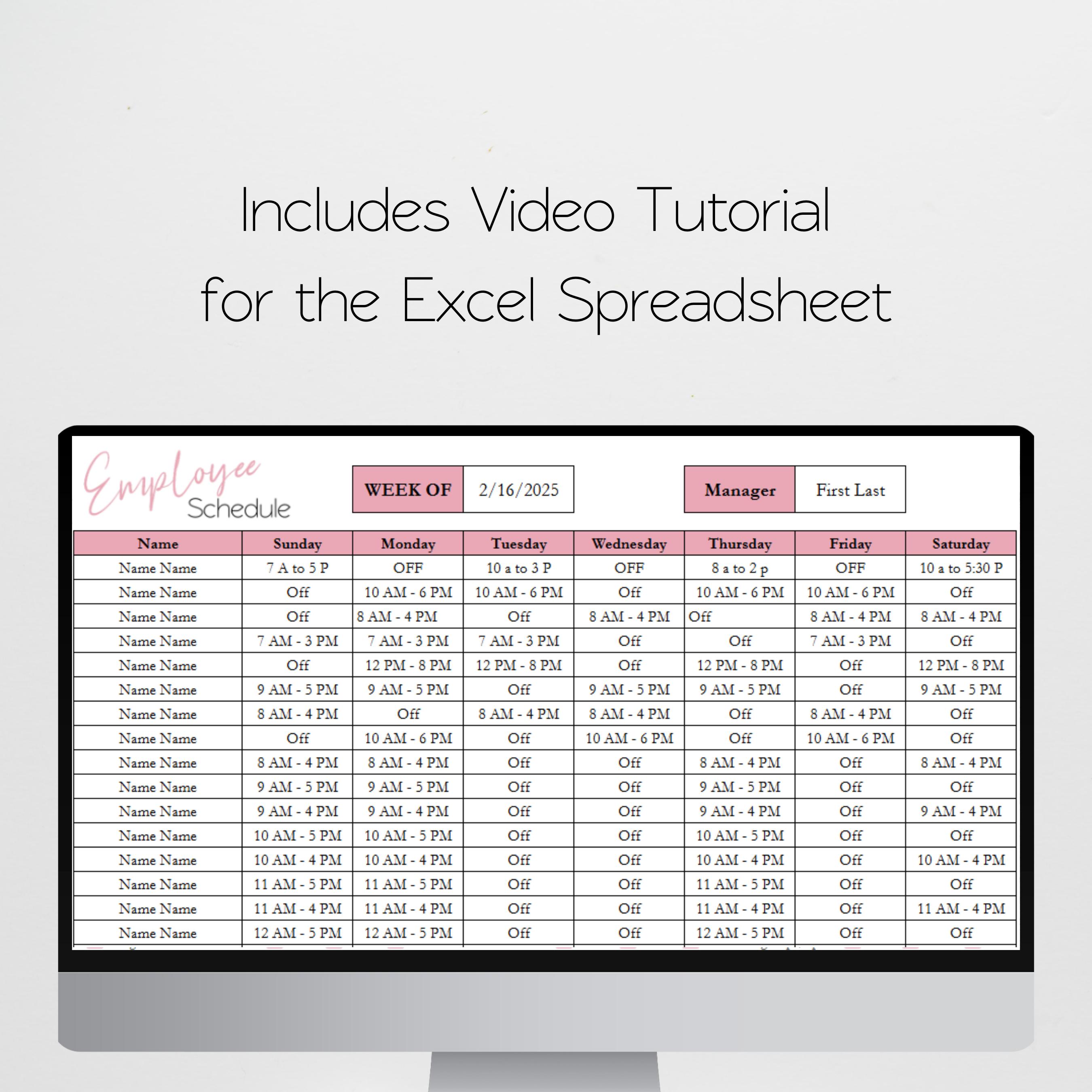 Employee Schedule Template Google Sheets, Weekly Schedule, Shift ...