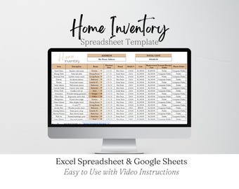 Home Inventory Checklist, Home Inventory Template, Home Inventory Spreadsheet Home Inventory tracker Personal Property Valuables Spreadsheet