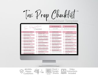 Tax Prep Checklist Google Sheets, Tax Return, Tax Preparation Spreadsheet, Tax Season Tax Planner, Accounting Tax Planning Excel Spreadsheet