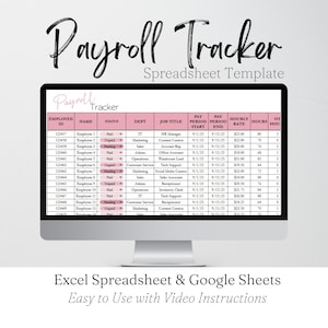 Payroll Template, Employee Payroll Tracker, HR Spreadsheet Google Sheets, Staff Management Excel Spreadsheet, Business Payroll
