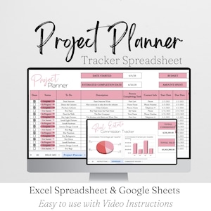 Project Planner Template Excel Spreadsheet, Project Management, Productivity Planner Project Tracker Business Planner Template Google Sheets