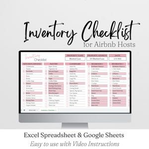 Checklist Inventory Bundle, Rental Property Furniture List, Short Term Rental Inventory Checklist Template, Set up Check List Excel