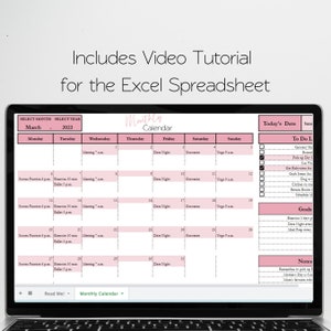 Monthly Calendar Google Sheet and Excel Spreadsheet, Monthly Calendar ...