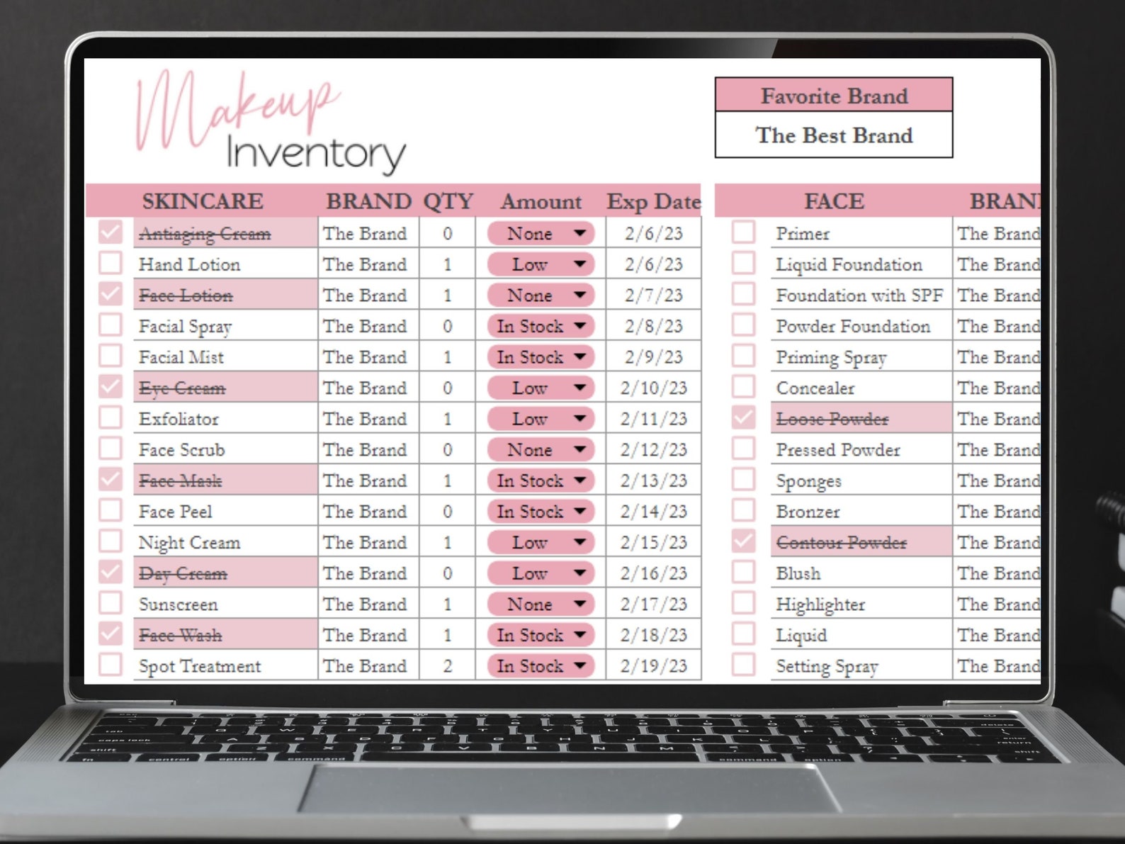 Makeup Inventory Management Makeup Artist Makeup Planner Etsy