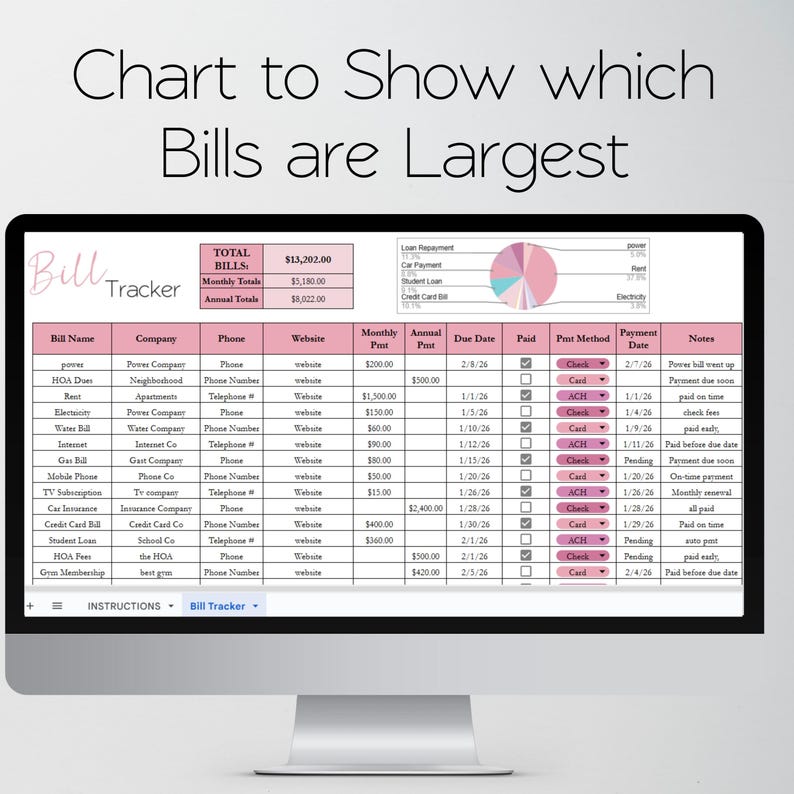 Bill Tracker Excel Spreadsheet, Monthly Bill Tracker Google Sheets, Cute Bill Payment Tracker, Personal Finance Bill Organizer Monthly Bills image 8