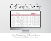 Craft Supplies Inventory Tracker Excel Spreadsheet Crafts Organization, Craft Supplies Stash, Craft Business Template Editable Google Sheets