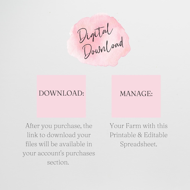 May include: A pink digital download graphic with the text "Digital Download" in a watercolor-style background. The graphic also includes two pink boxes with the text "DOWNLOAD:" and "MANAGE:" and descriptions of how to download and manage the digital product.