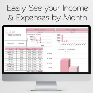 Salon Bookkeeping Template, Hair Salon Income and Expenses Tracker Log, Beauty Salon, Nail Salon Hair Salon Excel Spreadsheet Google Sheets image 4