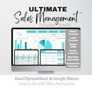 Sales Planner Template Excel Spreadsheet, Sales Management Template Excel Spreadsheet, Google Docs, Sales Tracker, Sales CRM, Lead Tracker