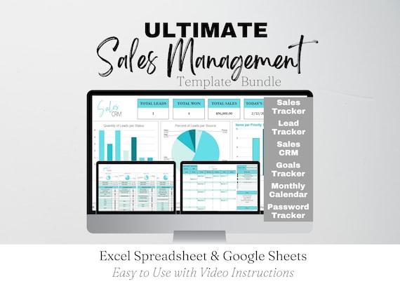 Sales Planner Template Excel Spreadsheet, Sales Management Template Excel Spreadsheet, Google Docs, Sales Tracker, Sales CRM, Lead Tracker