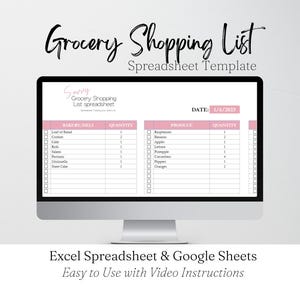 Spreadsheet boodschappenlijst, sjabloon boodschappenlijstje, checklist boodschappenlijstjes, boodschappenlijstjes, bewerkbaar blad met boodschappenlijst
