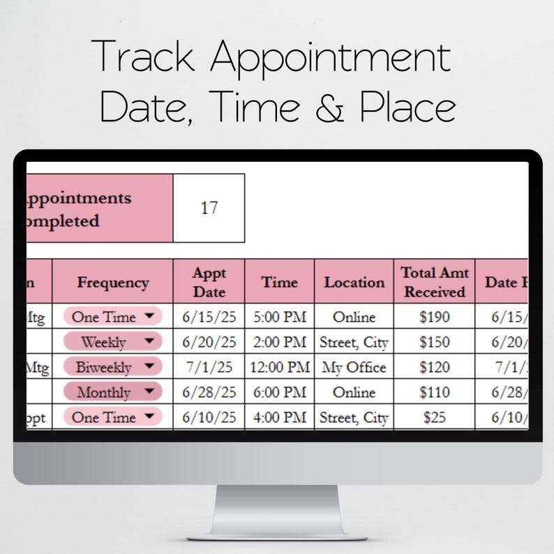 Appointment Planner Template, Small Business Booking Tracker, Meeting ...