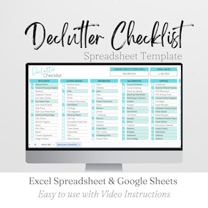 Decluttering Checklist, Decluttering List, Decluttering Guide Decluttering Planner Declutter Home Realtor Checklist Excel Spreadsheet Google