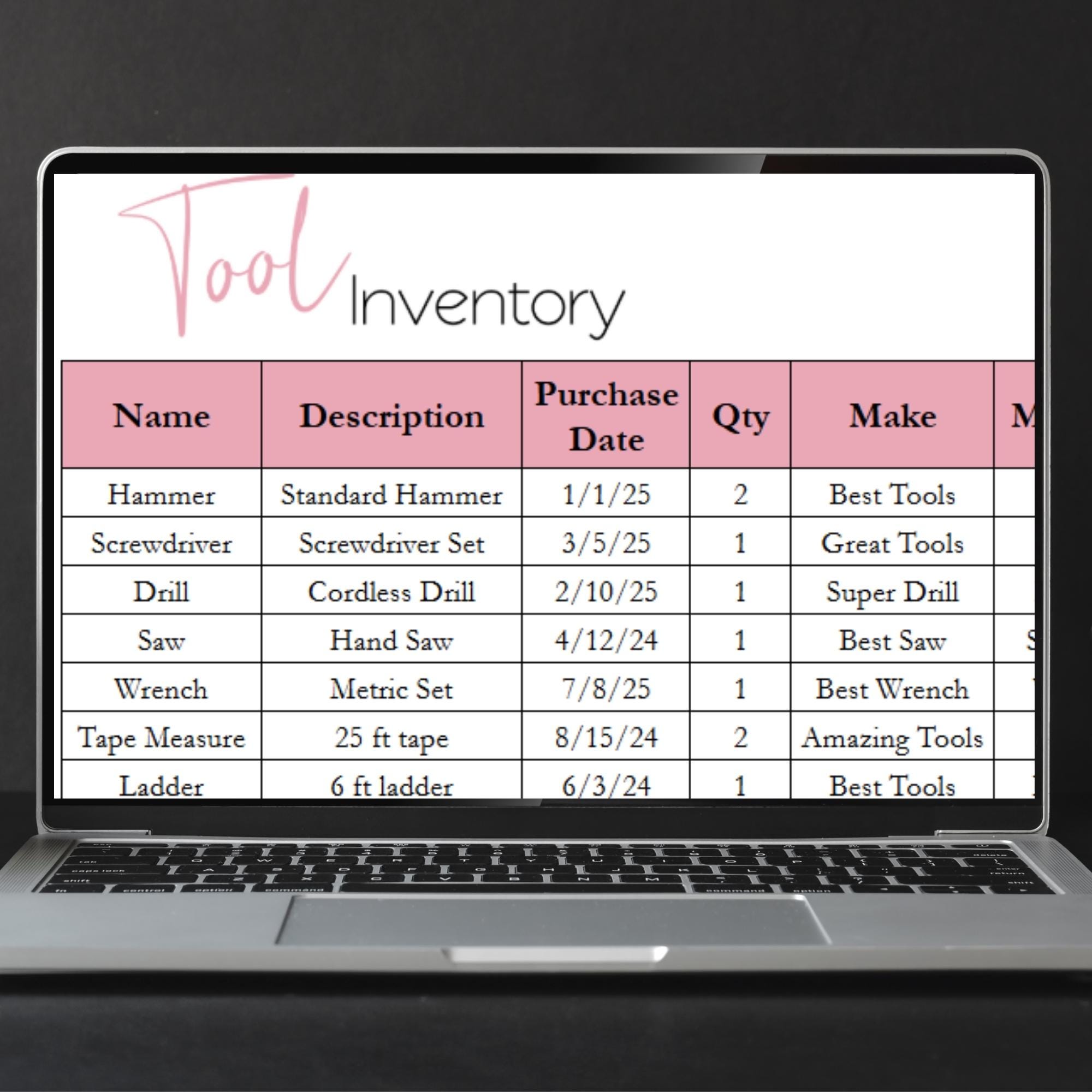 Tool Box Inventory Board Tool Inventory Log, Garage Organization, Tools Tracker Inventory ...