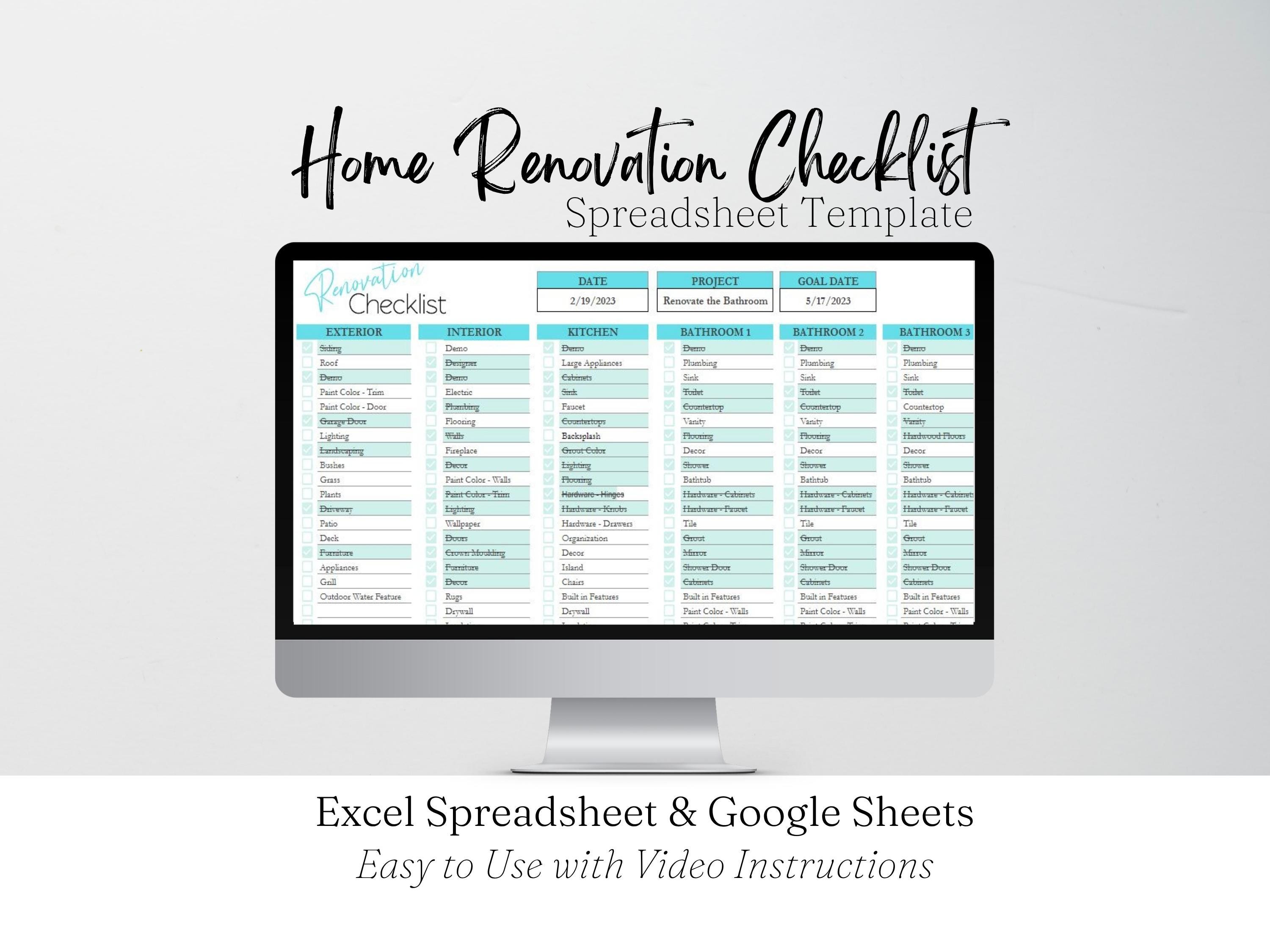Home Remodel Checklist, Kitchen Renovation, Bathroom Renovation ...