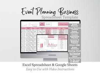 Event Planning Business Template, Event Planner Spreadsheet Template, Party Planner, Event Management, Wedding Business, Event Coordinator