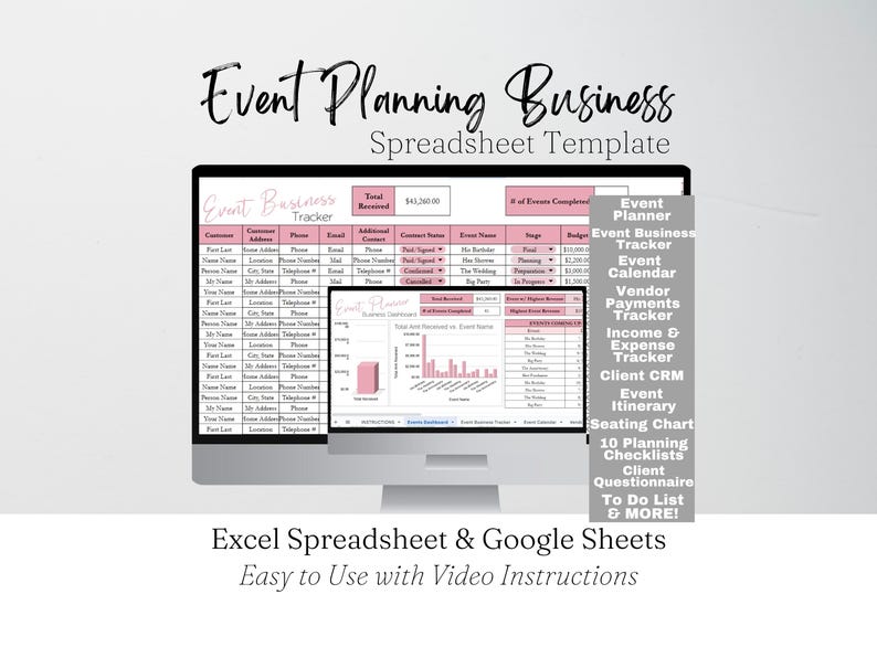Event Planning Business Template, Event Planner Spreadsheet Template ...
