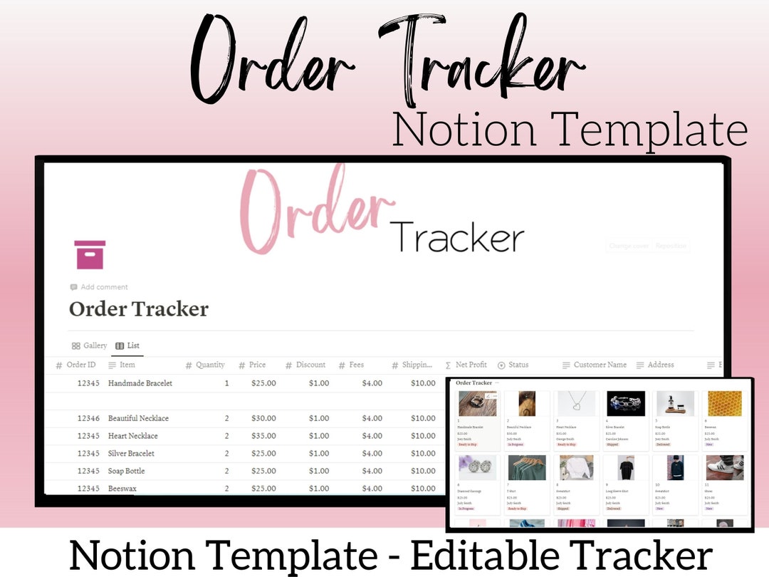 Order Tracker Notion Template Order Tracker Notion Templates, Small ...