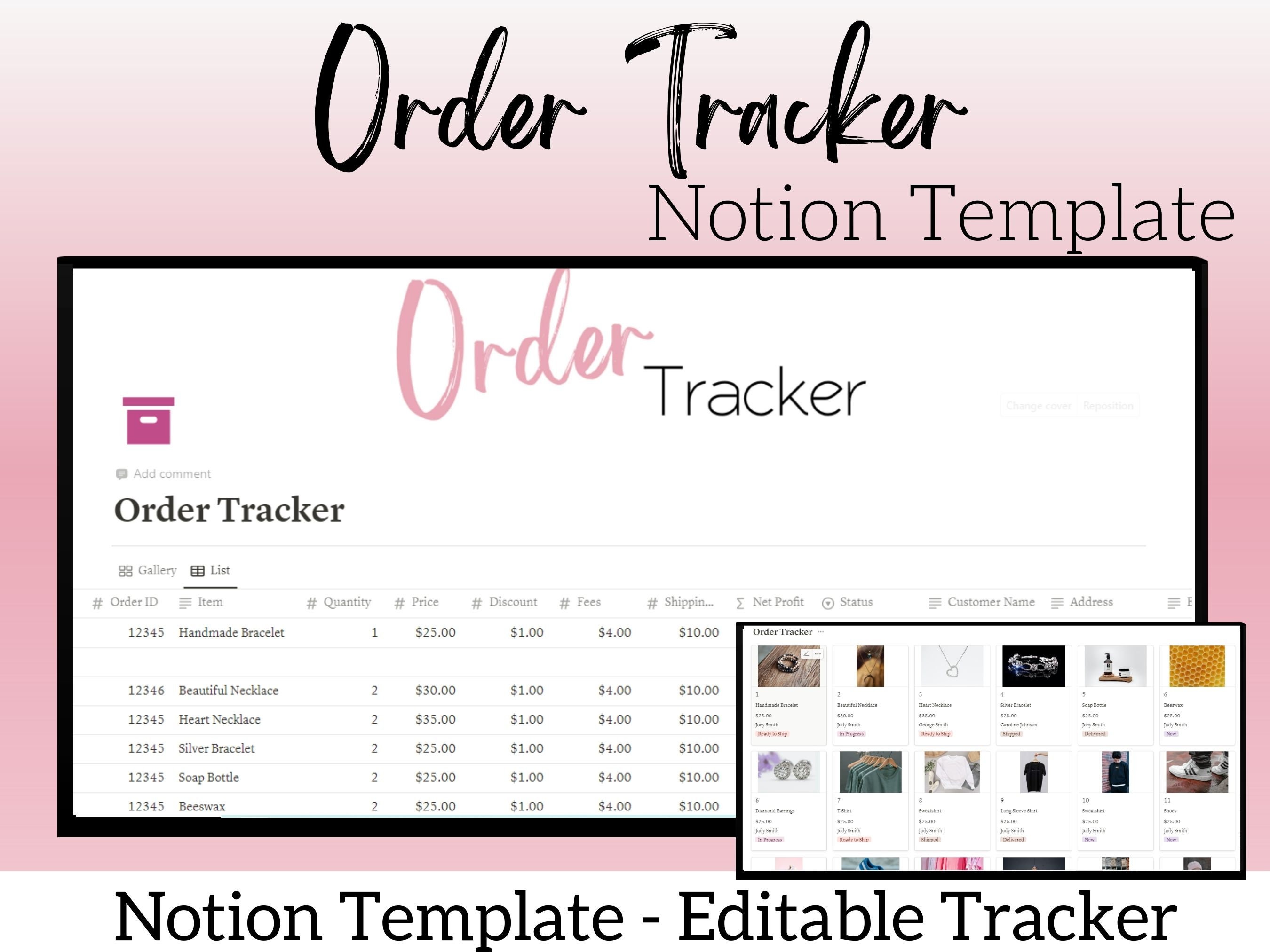 Order Tracker Notion Template Order Tracker Notion Templates, Small ...